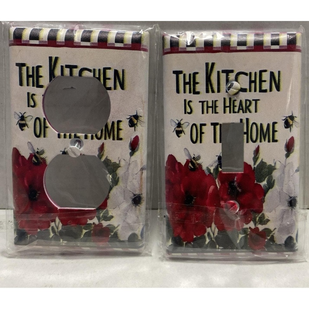 NEW COUNTRY CHARM Light Switch/Receptacle Cover Set "The Kitchen Is The Heart.."